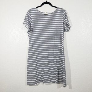 Sail To Sable Gray & White Striped‎ T-Shirt Dress Size XL